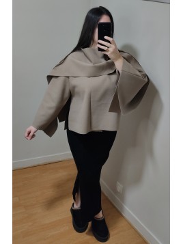 Cape avec Echarpe Taupe