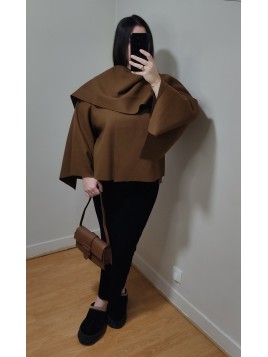 Cape avec Echarpe Marron