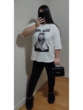 T-shirt Girl B Blanc