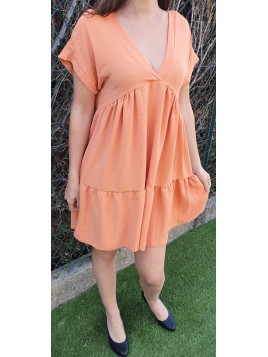 Robe Fluide Pêche/Orange