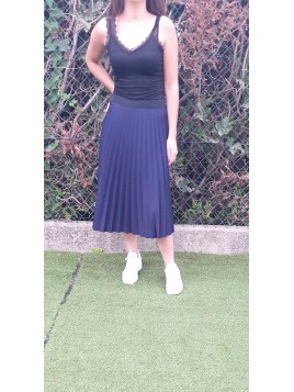 Jupe Plissé Bleu Foncé