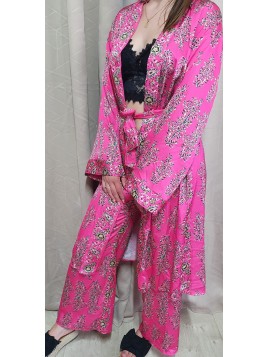 Ensemble Kimono Fleuri Rose