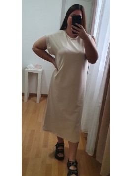 Robe Longue Sans Manche Beige